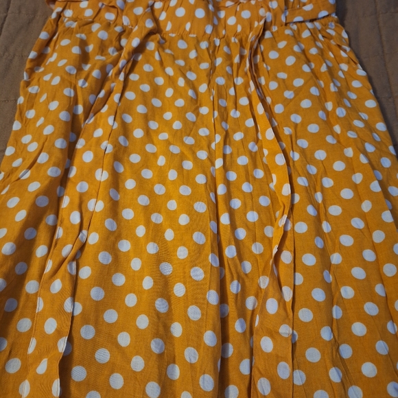 Loose polyester Indero yellow 💛 white polka dots pants size L/XL - Picture 5 of 7